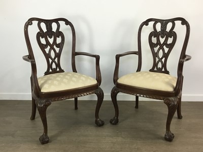 Lot 1309 - PAIR OF MAHOGANY OPEN ELBOW CHAIRS