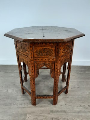 Lot 186 - CAIRO FOLDING TABLE WITH BRASS INLAY