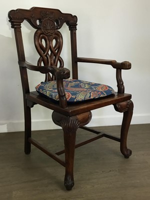 Lot 1300 - CHINESE HARDWOOD CARVER ARMCHAIR