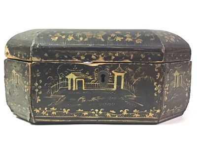 Lot 327 - CHINESE BLACK LACQUERED CHINOISERIE JEWELLERY BOX