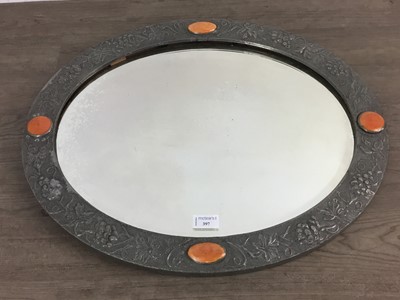 Lot 397 - ARTS & CRAFTS PEWTER OVAL MIRROR