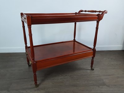 Lot 427 - REPRODUCTION YEW WOOD DRINKS TROLLEY