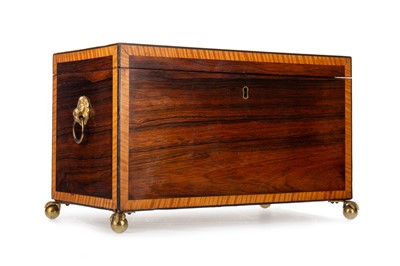 Lot 1325 - VICTORIAN ROSEWOOD TEA CADDY