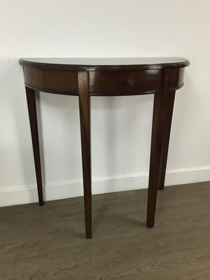 Lot 429 - MAHOGANY DEMI LUNE SIDE TABLE