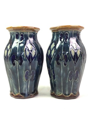 Lot 448 - PAIR OF DOULTON LAMBETH VASES