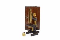 Lot 625 - LACQUERED BRASS MICROSCOPE BY ROSS OF LONDON...