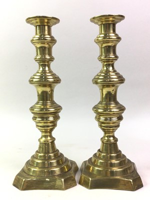 Lot 363 - PAIR OF BRASS CANDLESTICKS