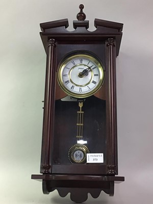 Lot 373 - REPRODUCTION MAHOGANY WALL CLOCK