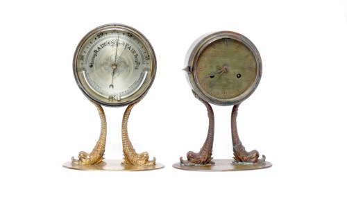 Lot 643 - VICTORIAN CIRCULAR BAROMETER WITH THERMOMETER...