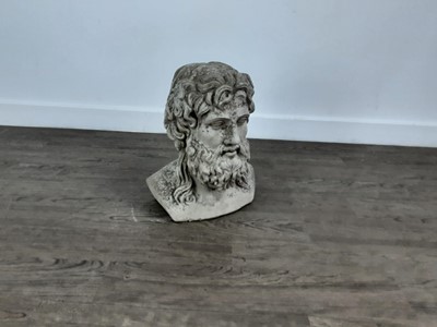 Lot 559 - CONTEMPORARY COMPOSITE STONE BUST OF ZEUS