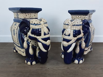 Lot 596 - PAIR OF CHINESE FAIENCE ELEPHANT GARDEN SEATS