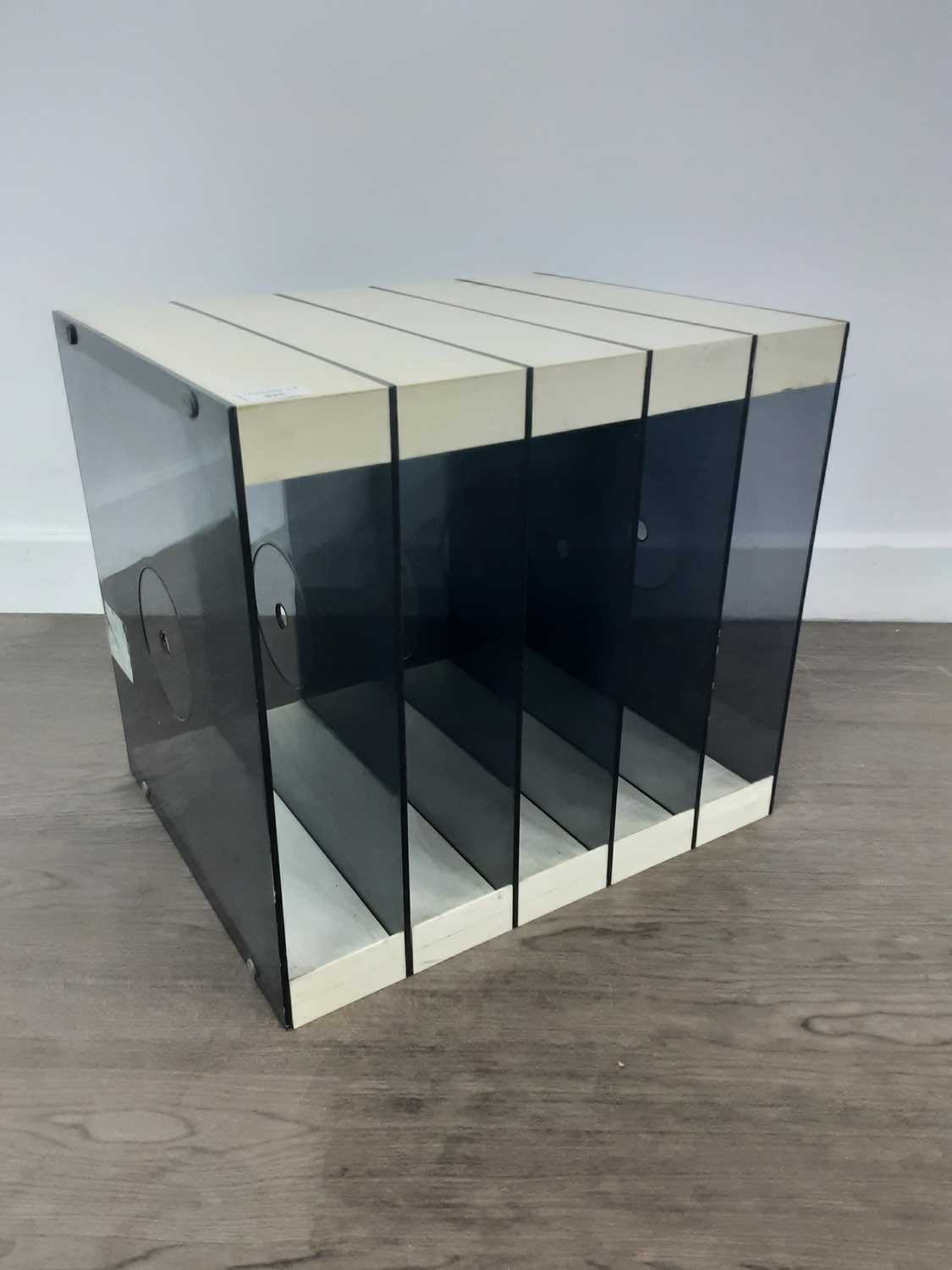 Lot 495 - HEIGHT AND GUILLE FOR ARTIFACT DESIGNS, 'ENCORE' PLASTIC AND LUCITE RECORD CABINET