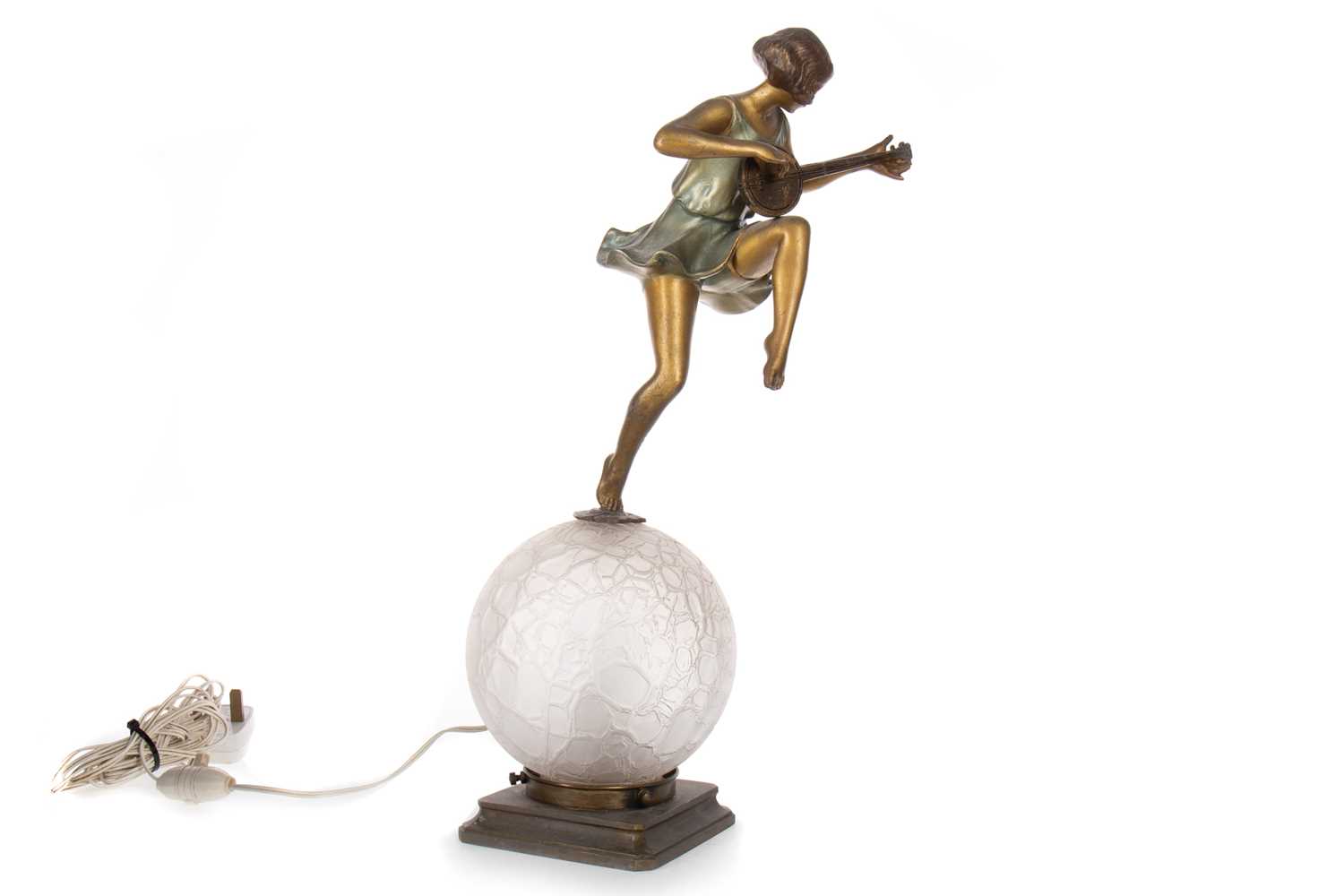 Lot 510 - ART DECO BRONZED SPELTER FIGURAL TABLE LAMP