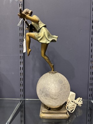 Lot 510 - ART DECO BRONZED SPELTER FIGURAL TABLE LAMP