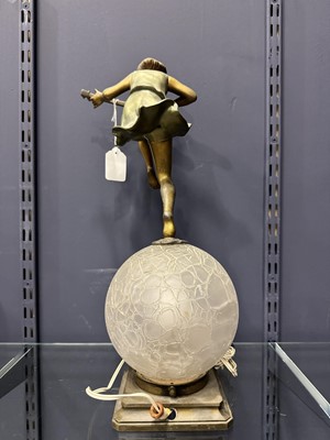 Lot 510 - ART DECO BRONZED SPELTER FIGURAL TABLE LAMP
