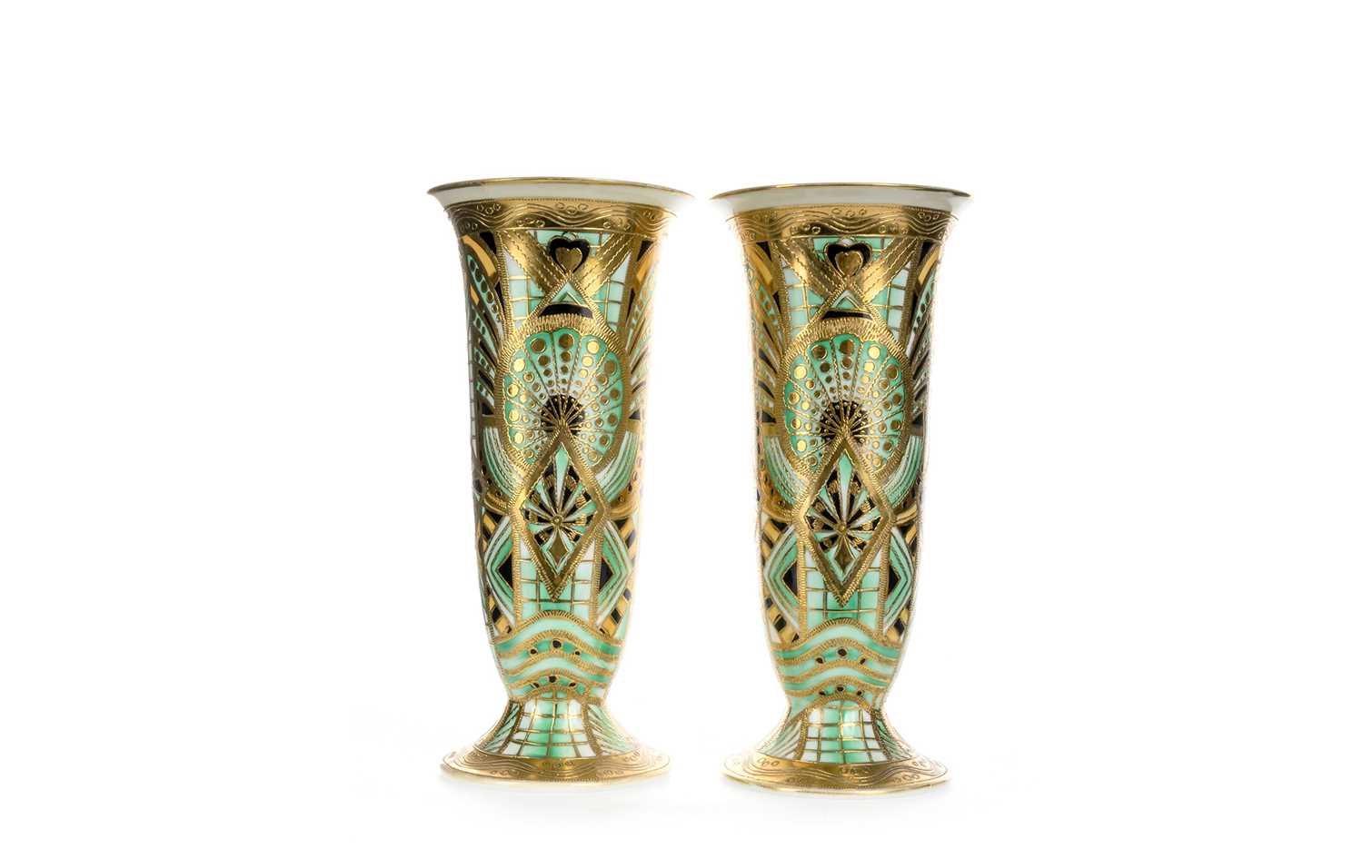 Lot 498 - NORITAKE, PAIR OF ART DECO VASES