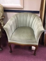Lot 812 - MAHOGANY FRAMED SHELL-BACKED TUB CHAIR IN THE...