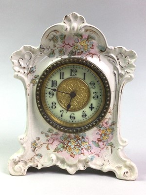 Lot 659 - VICTORIAN CERAMIC MANTEL CLOCK