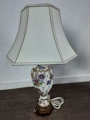 Lot 663 - PAIR OF CERAMIC FLORAL DECORATED TABLE LAMPS