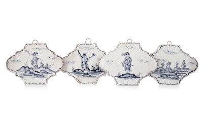 Lot 1242 - SET OF FOUR BLUE & WHITE DUTCH DELFTWARE PLAQUES