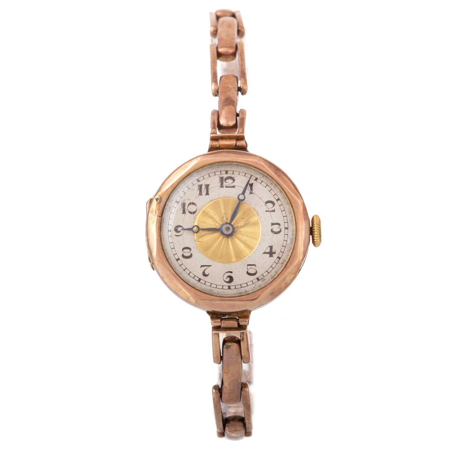 Lot 802 - NINE CARAT GOLD MANUAL WIND WRIST WATCH