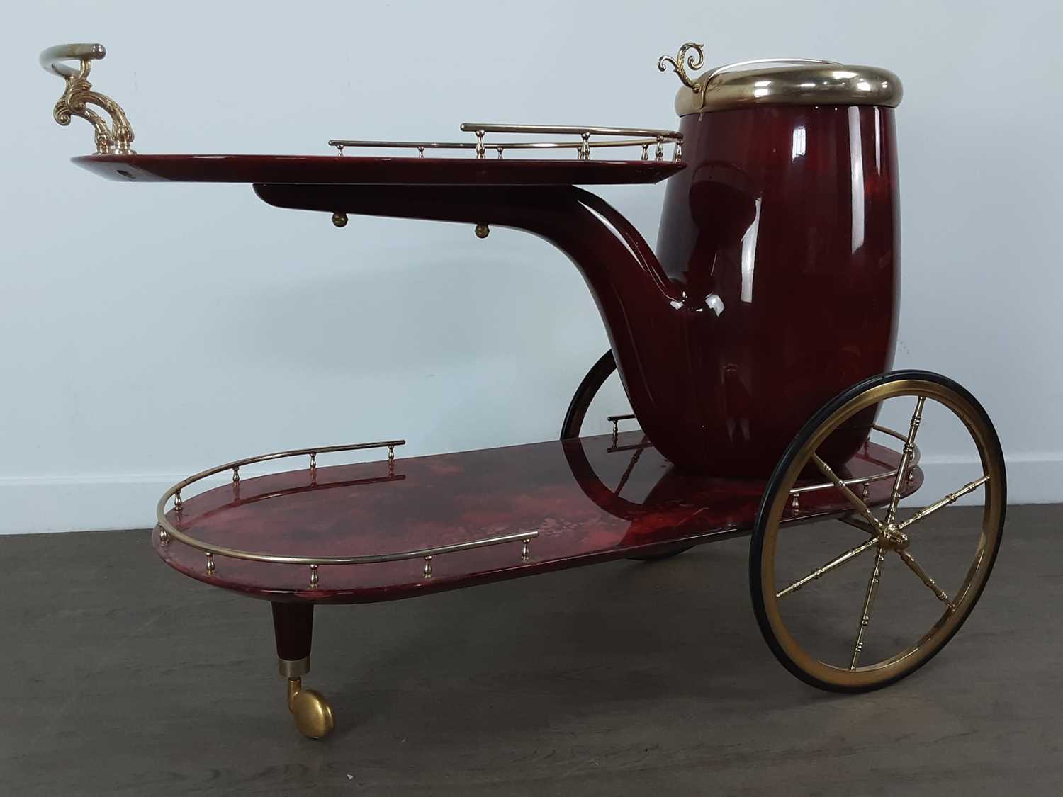 Lot 511 - ALDO TURA (ITALIAN, 1909-1963), SMOKING PIPE DRINKS TROLLEY