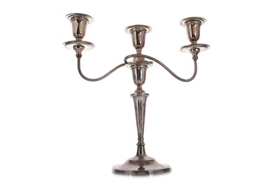 Lot 1019 - ELIZABETH II SILVER TWIN BRANCH CANDELABRUM