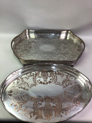 Lot 79 - THREE SILVER PLATED GALLERY TRAYS