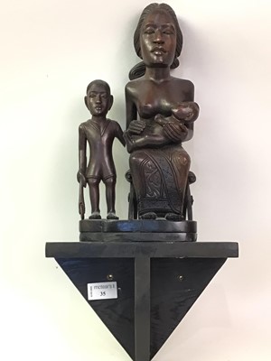 Lot 35 - AFRICAN CARVED WOOD FIGURE GROUP