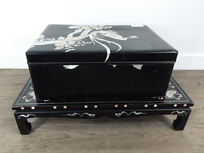 Lot 33 - CHINESE BLACK LACQUERED STORAGE BOX