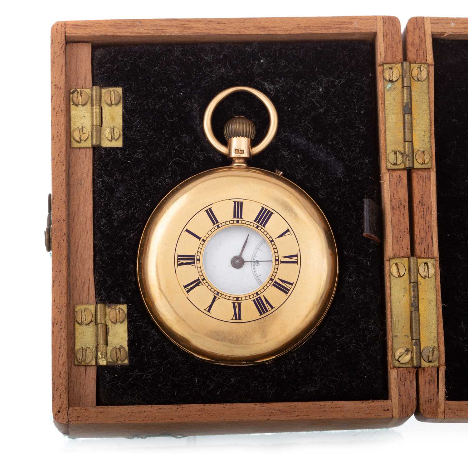 Lot 807 - EIGHTEEN CARAT GOLD HALF HUNTER POCKET WATCH