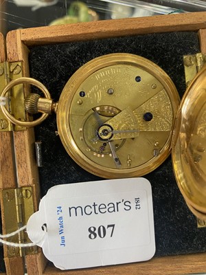 Lot 807 - EIGHTEEN CARAT GOLD HALF HUNTER POCKET WATCH