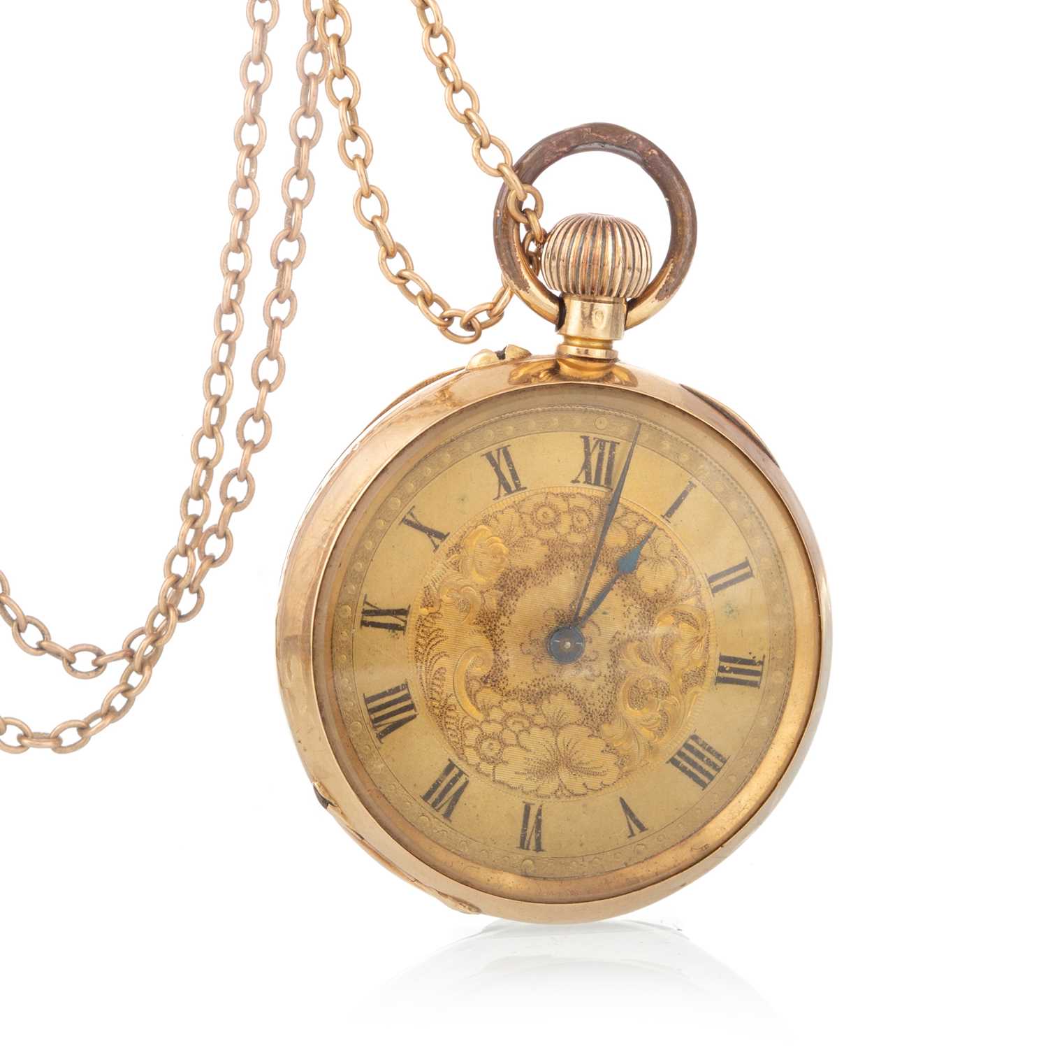 Lot 808 - EIGHTEEN CARAT GOLD CASED FOB WATCH