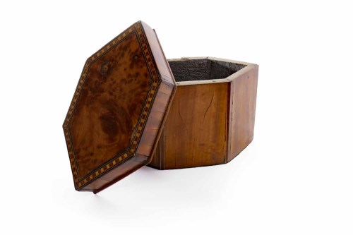 Lot 858 - GEORGE III BURR WALNUT AND SATINWOOD PARQUETRY...