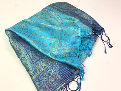 Lot 166 - SIX FABRIC PAISLEY PATTERNED SHAWLS