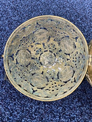 Lot 1478 - CHINESE/TIBETAN WHITE METAL AND BRASS INCENSE HOLDER