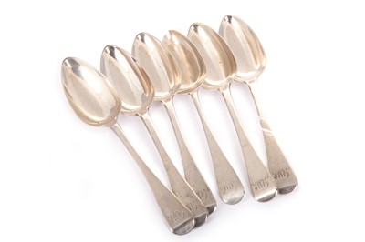 Lot 1038 - SET OF SIX GEORGE III SILVER TABLE SPOONS