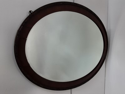 Lot 223 - MAHOGANY OVAL WALL MIRROR