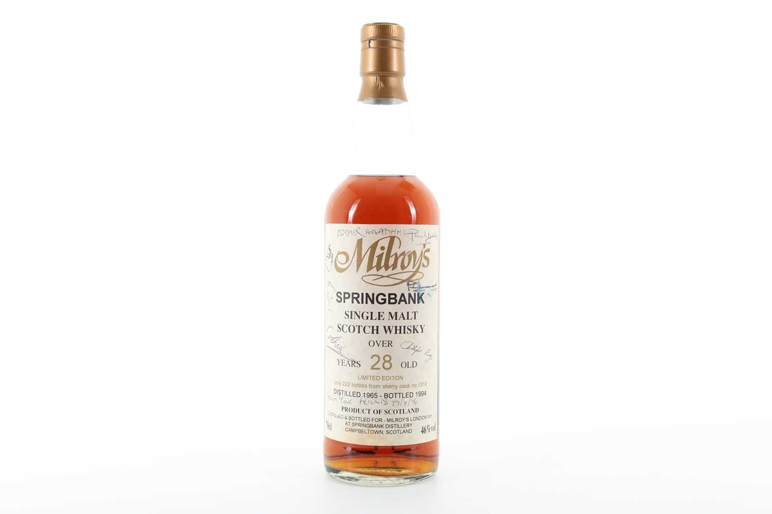 Lot 263 - SPRINGBANK 1965 28 YEAR OLD MILROY'S LIMITED EDITION