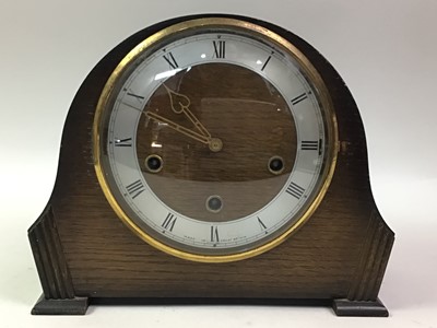 Lot 344 - OAK MANTEL CLOCK