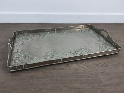 Lot 526 - ATTRIBUTED TO MARGARET GILMOUR (SCOTTISH, 1860-1942), GLASGOW SCHOOL WHITE METAL TRAY