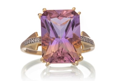 Lot 631 - AMETRINE AND DIAMOND RING AND PENDANT