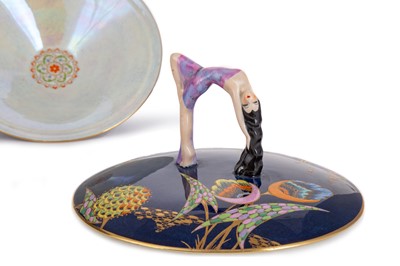 Lot 528 - CARLTON WARE, ART DECO PEDESTAL BOWL AND COVER