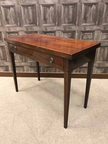 Lot 896 - POST REGENCY MAHOGANY CARD TABLE the top baize...
