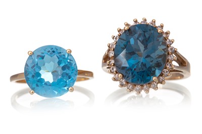 Lot 623 - TWO BLUE TOPAZ RINGS