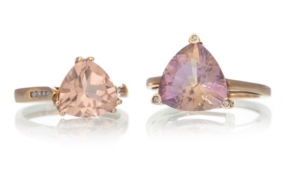 Lot 626 - AMETRINE AND DIAMOND RING AND ONE OTHER