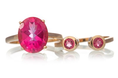 Lot 641 - TWO PINK GEM SET RINGS