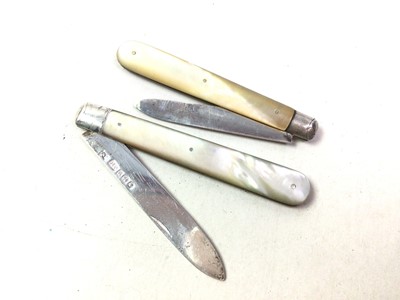 Lot 374 - TWO SILVER FRUIT KNIVES