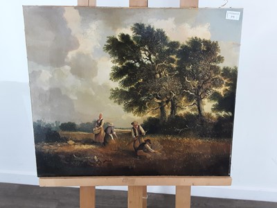 Lot 375 - HARVESTING THE CORN,OIL ON CANVAS