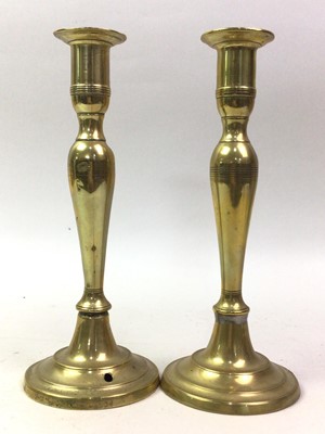 Lot 379 - PAIR OF BRASS CANDLESTICKS